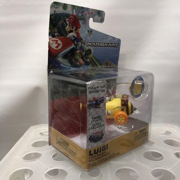 Nintendo Super Mario Bros. Mario Kart Luigi Pull-N-Go Coin Racers Toy Car - Picture 3 of 13